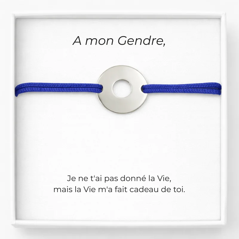 Pulsera Ajustable Personalizada Azul para Yerno + Tarjeta para un Yerno