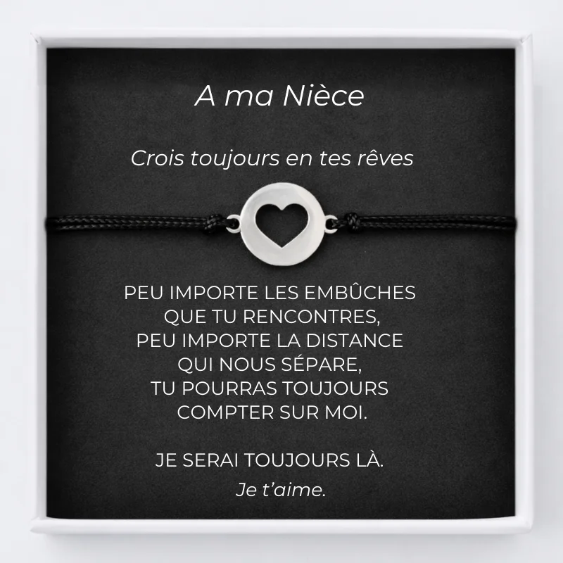 Pulsera para Sobrina Ajustable Corazón Abierto + Tarjeta Personalizada para Sobrina Pulsera para Sobrina Ajustable Corazón Abierto + Tarjeta Personalizada para Sobrina