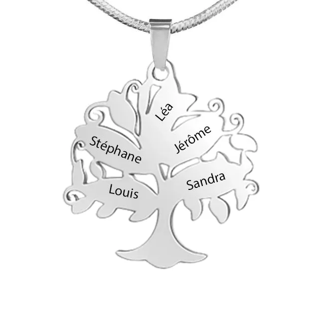 Collar Árbol de la Vida Personalizado en Acero Inoxidable - 2 a 9 nombres Collar Árbol de la Vida Personalizado en Acero Inoxidable - 2 a 9 nombres