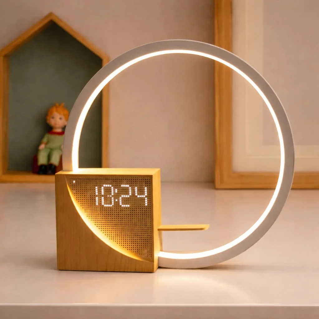 Touch Alarm Clock with White Noise - WoodRise Touch Alarm Clock with White Noise - WoodRise