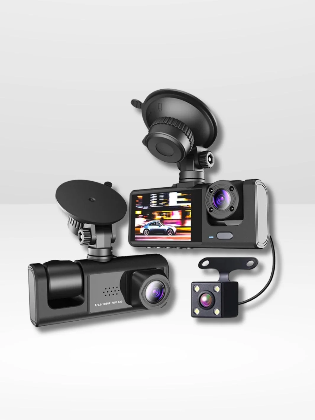 Podwójna kamera przednia/tylna Full HD i kamera do cofania dla samochodów