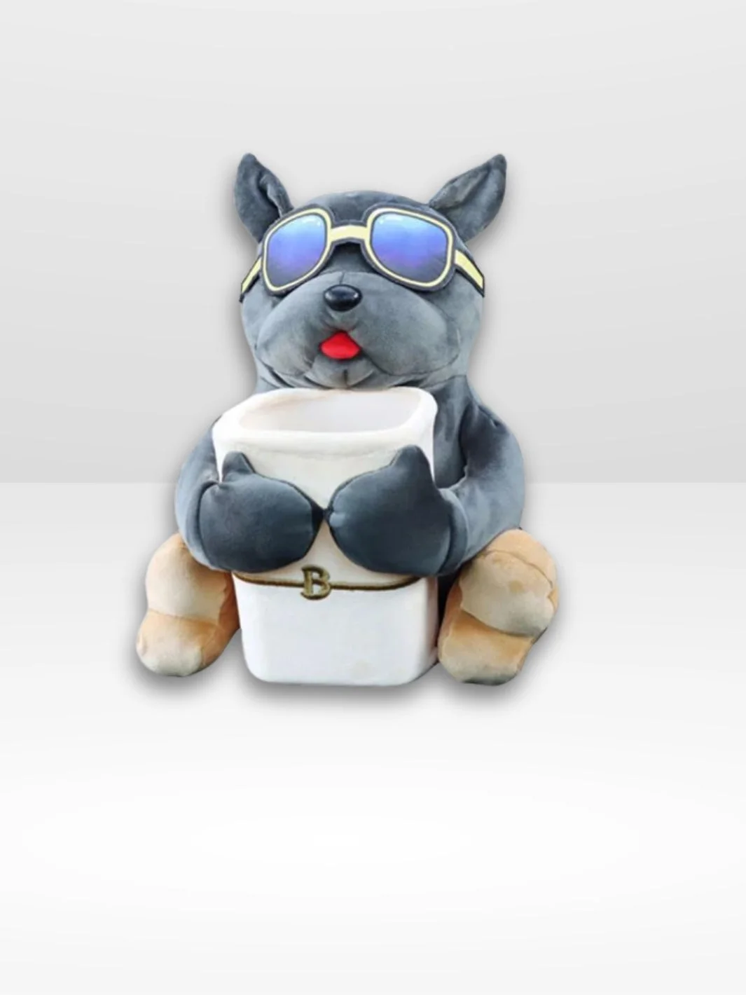 2 in 1 Dog Plush Toy Tissue Box and Trash Can for Car Armrest